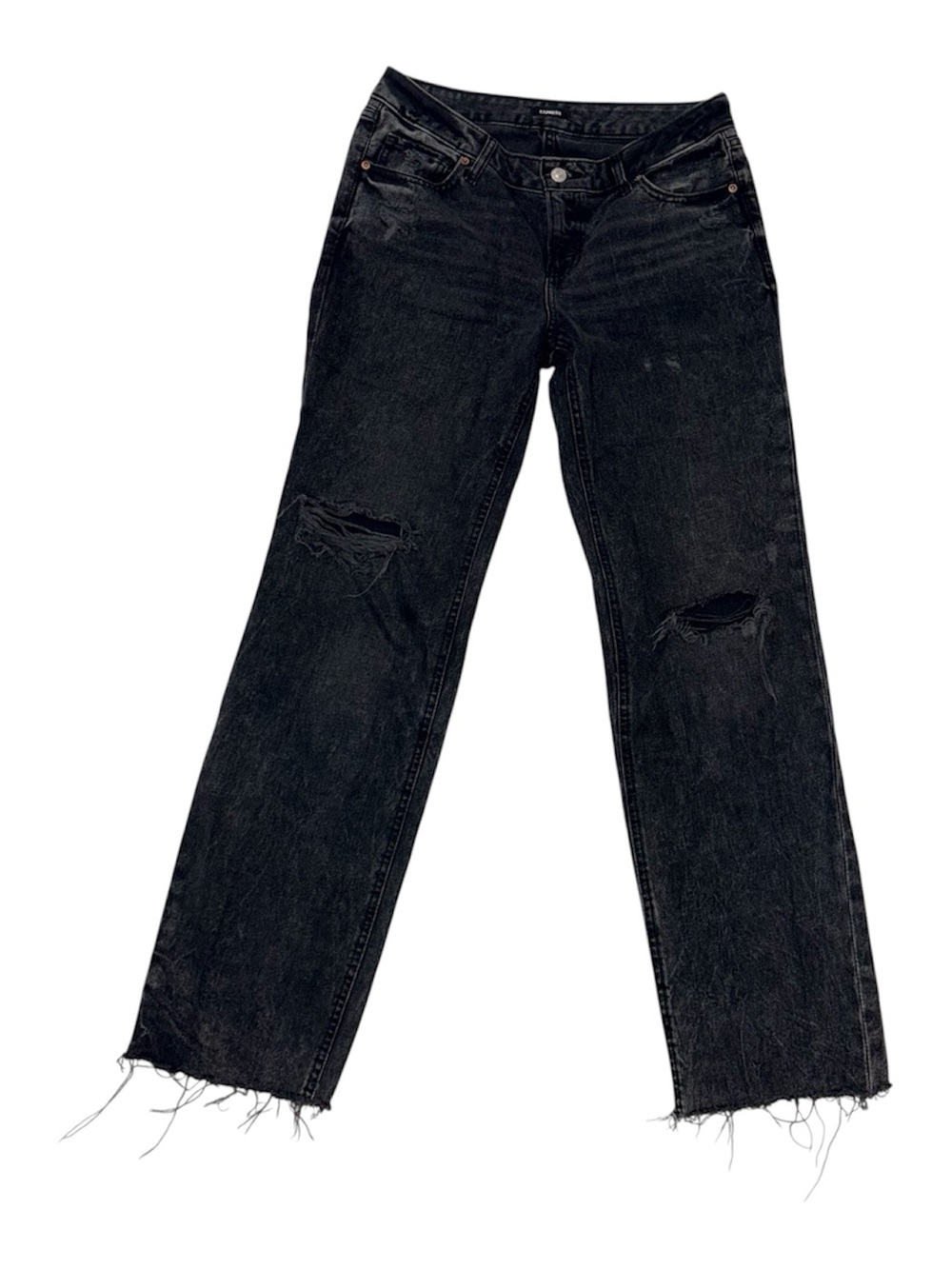 Express low rise modern straight Black Distressed Women’s Jeans Sz 6/L